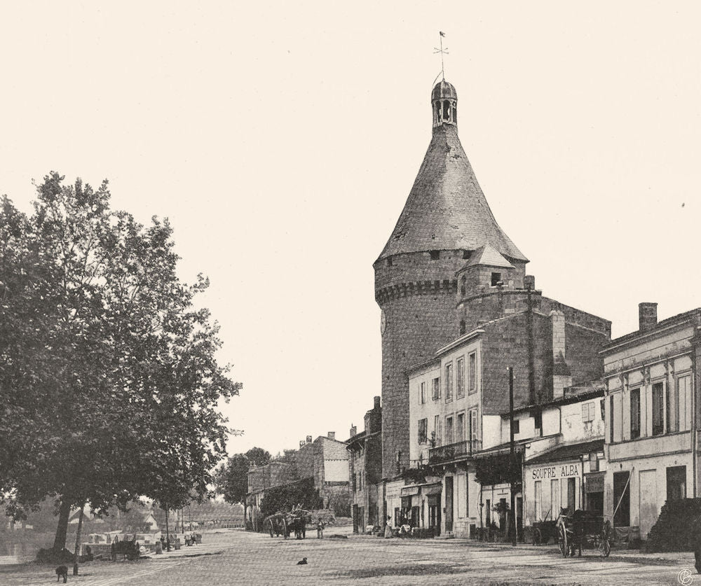 GIRONDE. Libourne- Vieille tour 1904 old antique vintage print picture